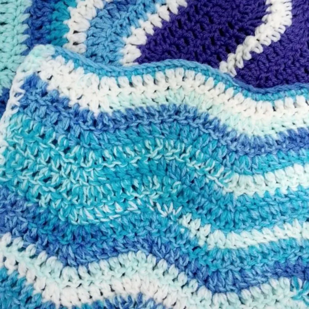 Hand Made Crochet Lapghan Afghan Wheelchair Essential Lap Blanket Baby Cerulean